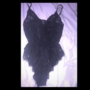 Black lace body suit